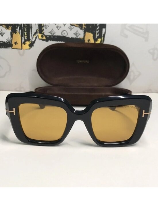 New Authentic Tom Ford TF1157 01E “Esme” Sunglasses – Shiny Black with Brown Len main image 5